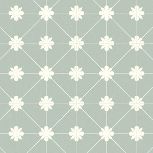 Design végétal apaisant du sol vinyle Lexington Bloom - Vert sauge aspect carreau de ciment