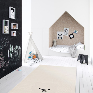 Tapis chambre d'enfant Petit ourson crème - chambre
