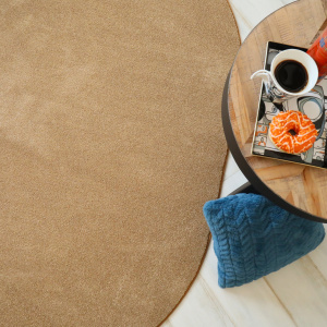 Tapis ovale en matière recyclée Re-cycle camel - vue du dessus