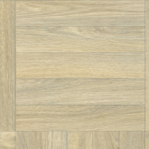 Zoom sur le motif du parquet chêne clair effet mosaïque du vinyle
