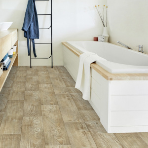 Sol PVC Best - Imitation parquet Mélèze Brun Clair - Salle de bain