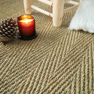 Tapis Jonc de mer Assam chevron ganse coton anthracite - vue de près
