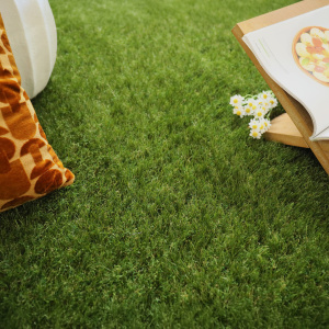 Ambiance lecture et détente sur tapis Gazon synthétique Home 40 mm, fibres réalistes au toucher agréable