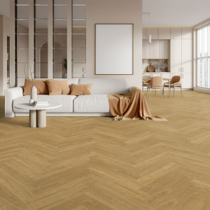 Lame vinyle - Gerflor Senso Unik HB - Madera miel dans un salon lumineux aux tons naturels
