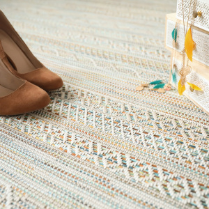 Moquette tissé plat Aztlan pearl multicolor - vue de près