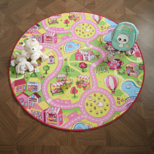 Tapis rond de jeu enfant circuit de voiture shopping