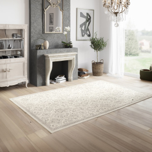 Tapis à motif floral oriental - Arabesque - Écru - salon