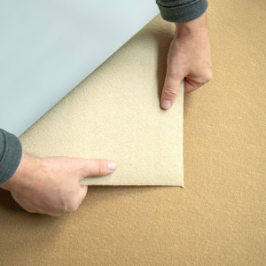 Détail de l'envers de la moquette Stand Event Beige
