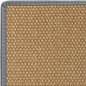 Tapis Sisal Tulum havane - Galon polypropylène ardoise confectionné en France
