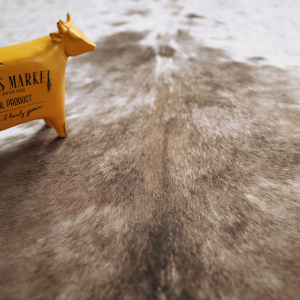 Tapis peau de bête imprimé HD - Imitation vache tachetée claire - Marron et blanc avec effet peau de vache réaliste