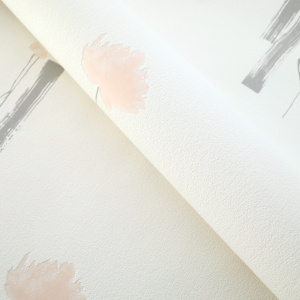 Papier peint expansé sur intissé - Basique - Motif floral rose tendre et gris - rouleau