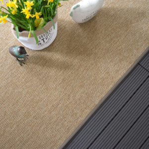 Tapis intérieur / extérieur Mahé naturel galon marron - Tranche vue de haut