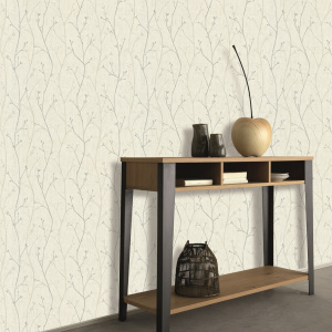 Papier peint vinyle sur intissé - Botanique - Feuillage gris - Décoration intérieure