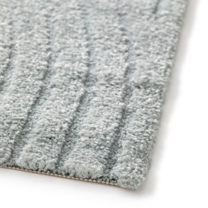 Bordure et finition du tapis en relief rectangulaire Circle Courbe gris bleuté aux lignes douces