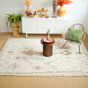 Tapis motif berbère - Empreinte - Multicolore - salon