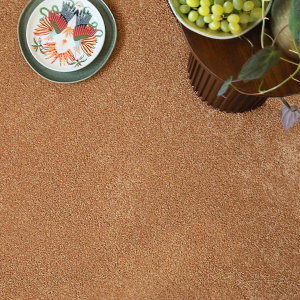 Moquette épaisse Re-life Rouille terracotta en fibres recyclées dans un espace détente élégant