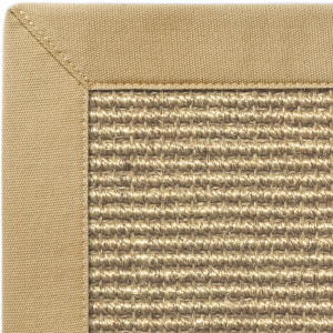 Finition haut de gamme du tapis sisal grosses boucles Cuba orge en fibres naturelles avec ganse coton beige assortie ton sur ton