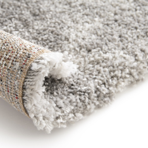 Tapis de salon à motif organique - Gris marbré - Veinage blanc - envers