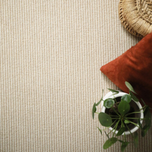 Moquette rayée chambre Laine & Mix Écru et beige miel - vue de haut
