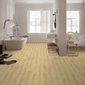 Sol vinyle rouleau Tavel 50 - IPERFORM 370 dans une chambre parentale avec baignoire îlot