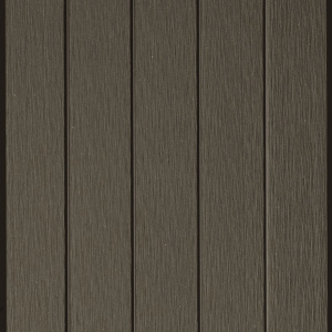 Texture rainurée d'une lame de terrasse composite brun foncé