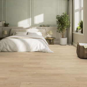 Lame vinyle - Gerflor Senso Unik - Madera beige dans une chambre lumineuse à l’ambiance douce et naturelle