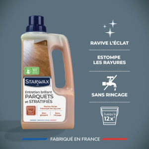Entretien Brillant Starwax Parquets et Sols Stratifiés avec formule sans rinçage et brillance renforcée