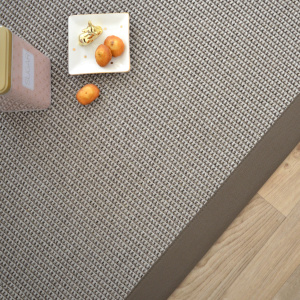 Tapis tissé plat Lombok silver ganse coton taupe - Tranche vue de haut