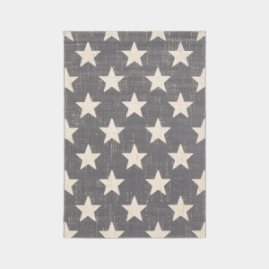 Tapis enfant rectangulaire doux, gris foncé à étoiles crème - modèle Star Vintage