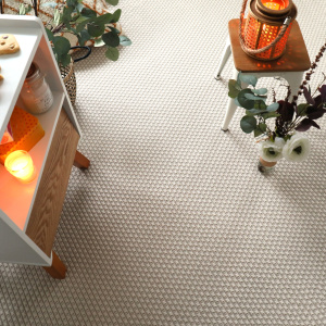Moquette tissé plat Natté Sumatra Blanc dans intérieur avec décoration chaleureuse