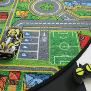 Tapis rond de jeu enfant circuit de voiture ville - vue de près