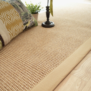 Tapis tissé plat Lombok naturel ganse coton beige - Tranche