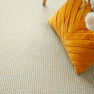 Moquette rayée chambre Laine & Mix Écru et beige foncé