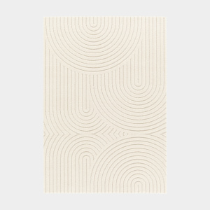 Tapis de salon en relief - Circle - Courbe écru et crème