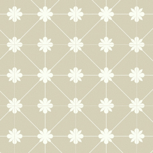 Sol vinyle District NY aspect carreaux Lexington Bloom beige, motif floral stylisé