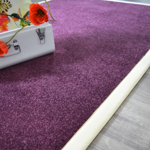 Tapis Bellaire violet ganse coton écru - Tranche