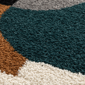 Tapis style berbère - Terre ancestrale - Bleu canard, camel - gros plan