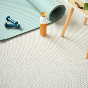 Tapis sur mesure Tissé plat aspect coton - Yoga - Blanc fleur de coton