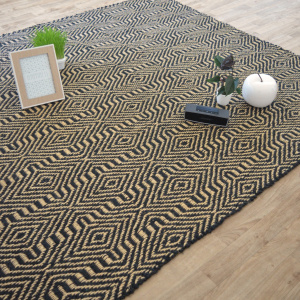 Tapis en Jute Bicolore à Motifs - vue de loin