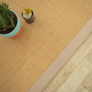 Tapis sisal Yucatan naturel ganse beige - Tranche vue de haut