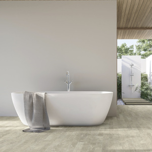 Sol en vinyle éco-conçu - Travertin contemporain - Naturel - salle de bain