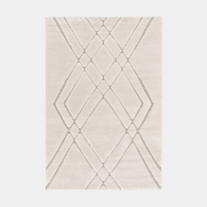 Tapis de salon graphique en relief - Maya - Crème et beige