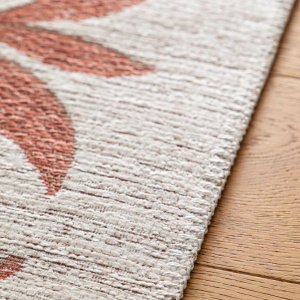 Tapis souple en tissu chenille recyclé Matcha Terracotta, finition point de berger raffinée