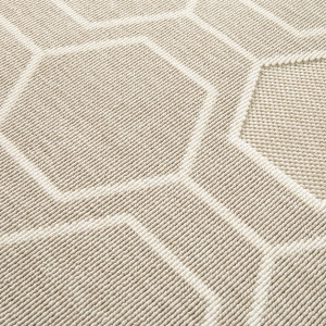 Tapis intérieur et extérieur motif graphique - Hexagone - Beige et écru - gros plan