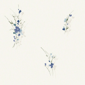 Papier peint vinyle expansé sur intissé - Aquarelle - Fleurs bleues - Sans perspective