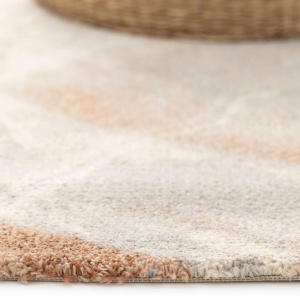 Bord soigné élégant tapis intérieur Illusion polyester recyclé tons beige et bleu