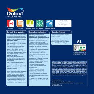 Dulux Valentine Le Blanc Tous Supports - Crème de Peinture - Satin Blanc - étiquette arrière
