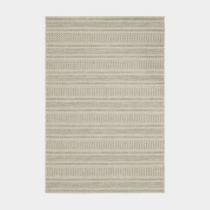 Tapis Indy grège, motif à rayures ton sur ton, aspect sisal naturel