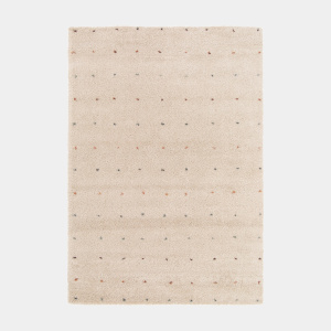 Tapis doux à poils longs - Sofia - Écru et pois colorés