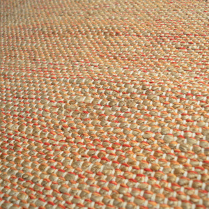 Tapis naturel en jute et coton - Néo-ethnique rouge - gros plan